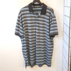 Peter Millar Black Blue Stripe Summer Comfort Short Sleeve Performance Polo